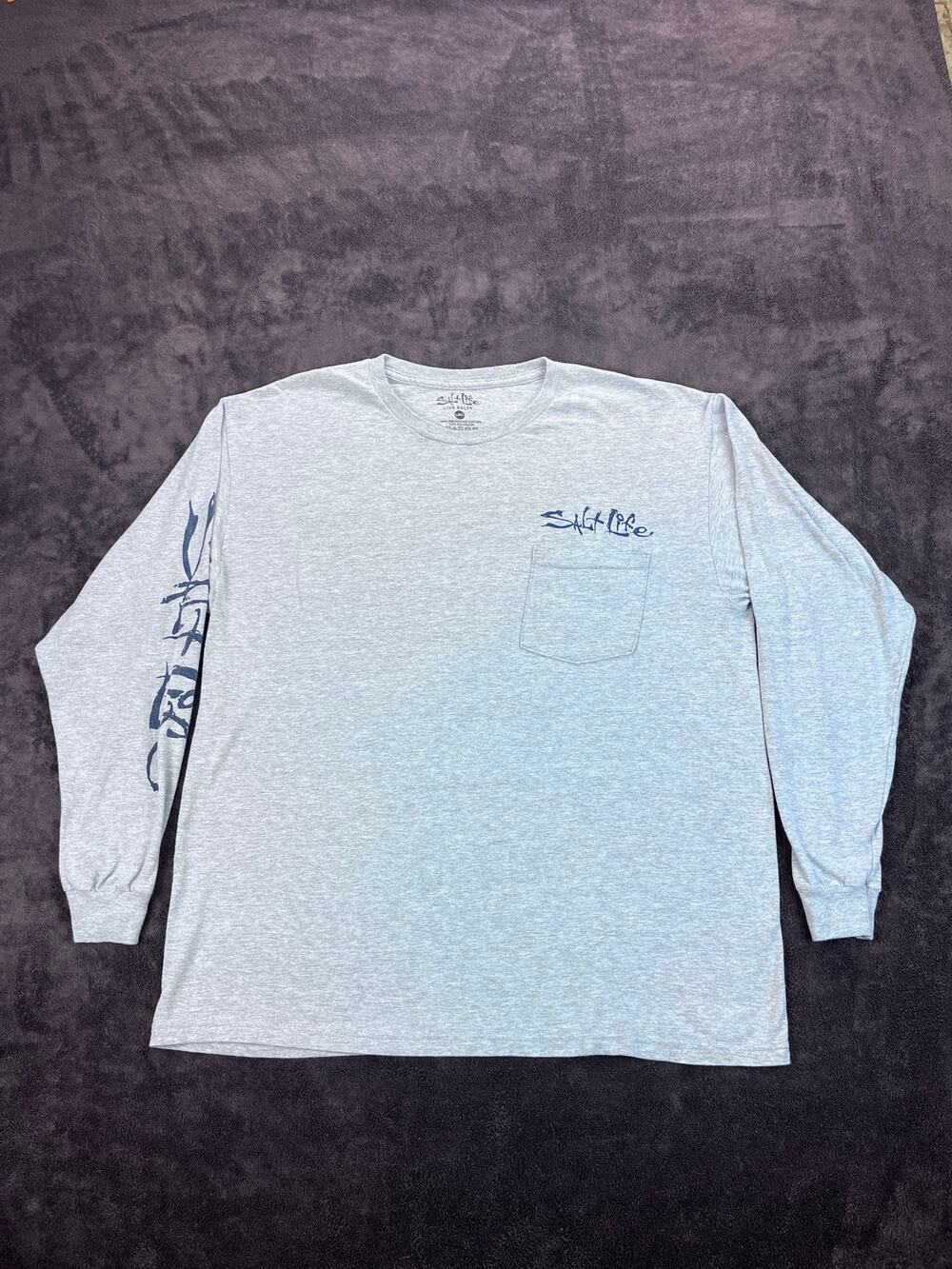 Salt Life Live Salty Pocket LS Tee Large Gray